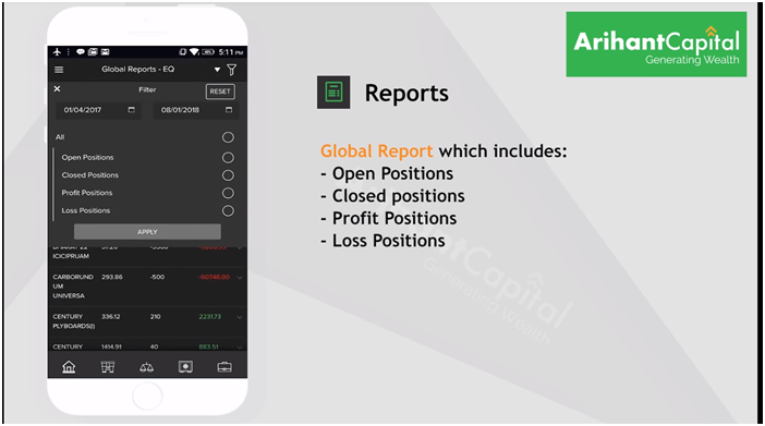 Ari-Mobile-Arihant Capital's Mobile Trading App Reports provided by Ari-Mobile