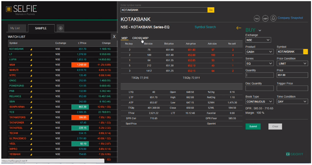 Geojit SELFIE Platinum- Geojit Terminal Based Trading Platform